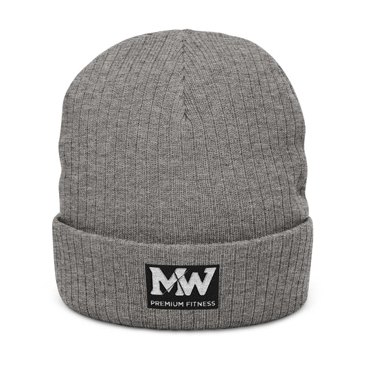 Embroidered Ribbed Beanie — MW Logo Knit Hat