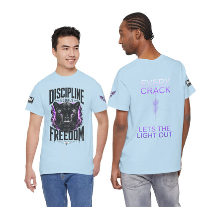 Discipline Equals Freedom Panther Tee — "Every Crack Lets the Light Out" Motivational Graphic T-Shirt