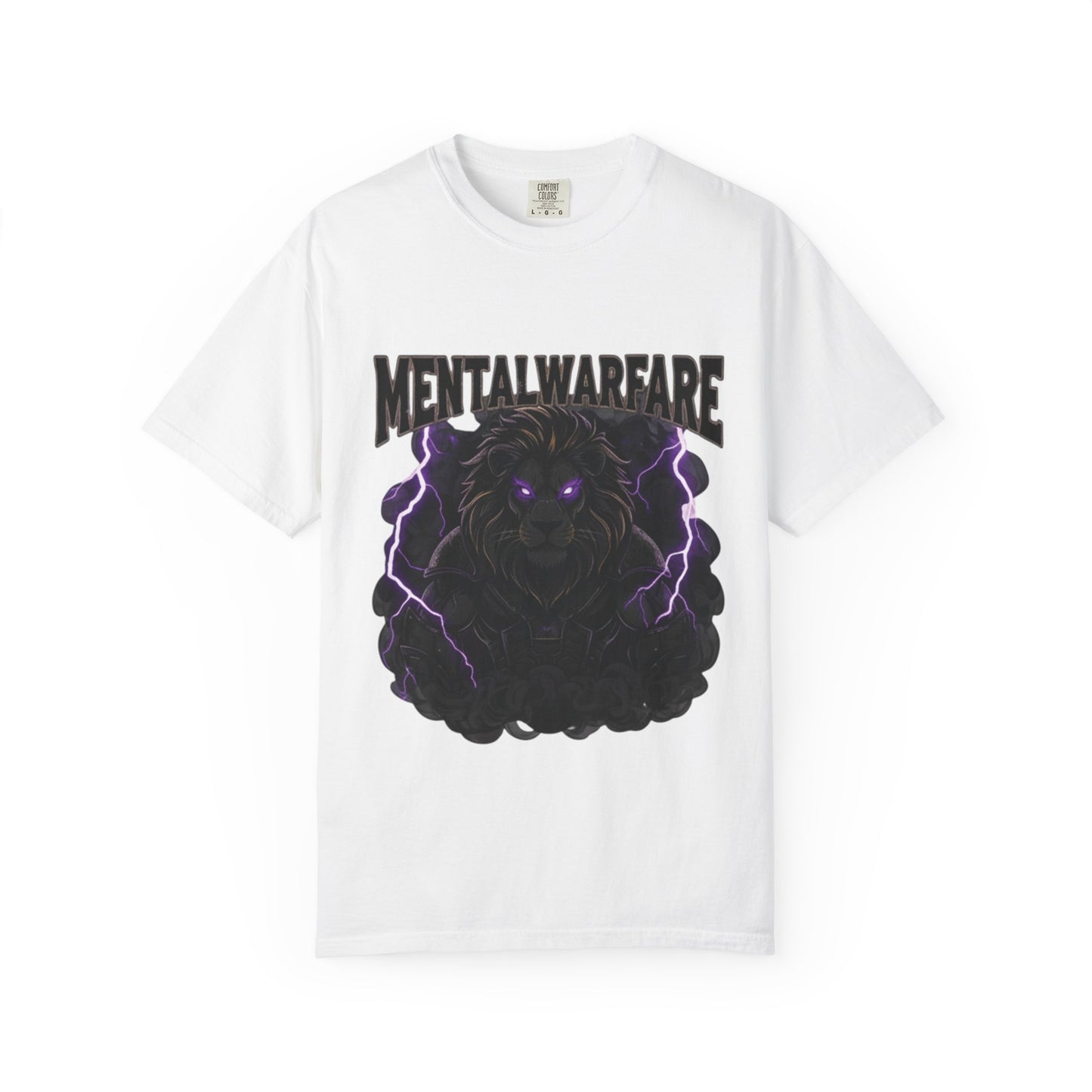 Mental Warfare T-Shirt — Lion Graphic with “The Battlefield Is In Your Mind. Conquer It.” Back