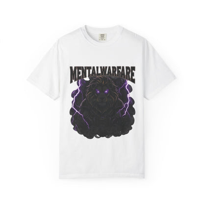 Mental Warfare T-Shirt — Lion Graphic with “The Battlefield Is In Your Mind. Conquer It.” Back