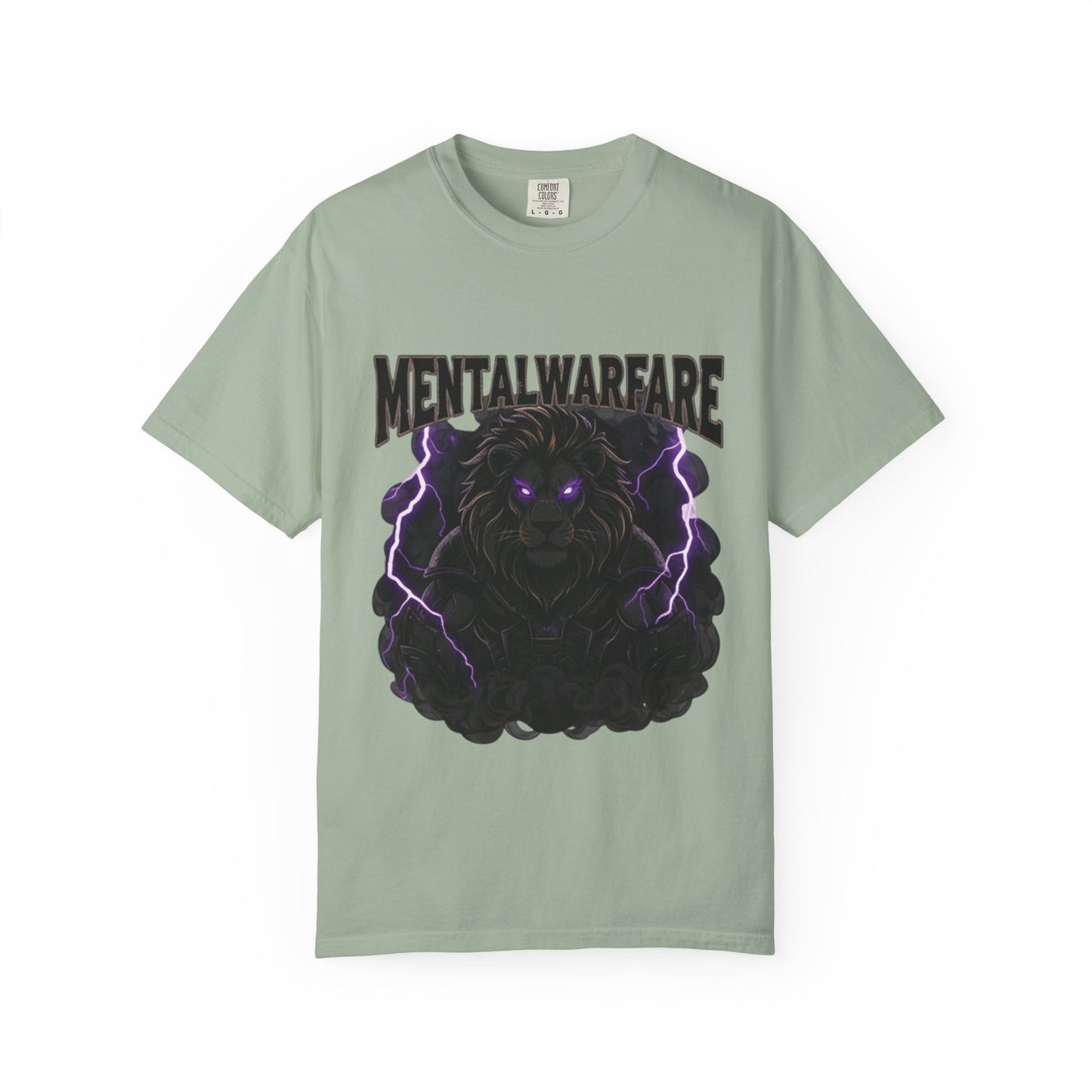 Mental Warfare T-Shirt — Lion Graphic with “The Battlefield Is In Your Mind. Conquer It.” Back