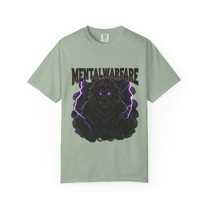 Mental Warfare T-Shirt — Lion Graphic with “The Battlefield Is In Your Mind. Conquer It.” Back