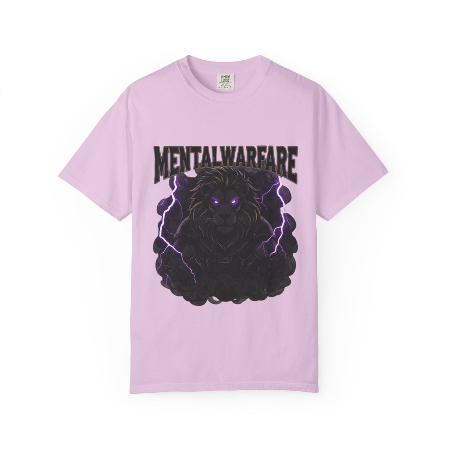 Mental Warfare T-Shirt — Lion Graphic with “The Battlefield Is In Your Mind. Conquer It.” Back