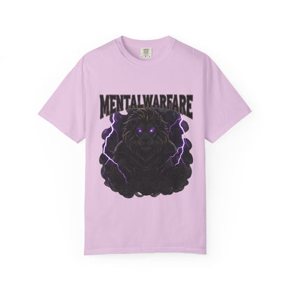 Mental Warfare T-Shirt — Lion Graphic with “The Battlefield Is In Your Mind. Conquer It.” Back