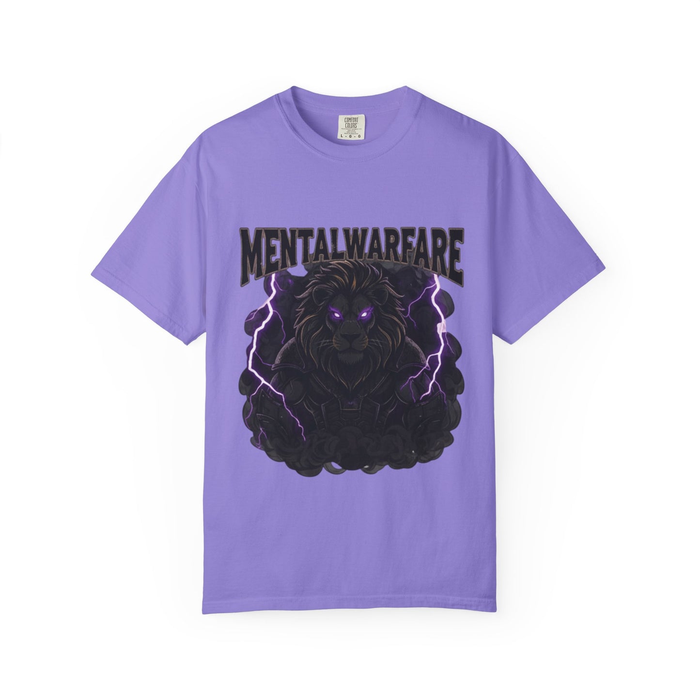 Mental Warfare T-Shirt — Lion Graphic with “The Battlefield Is In Your Mind. Conquer It.” Back