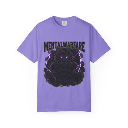 Mental Warfare T-Shirt — Lion Graphic with “The Battlefield Is In Your Mind. Conquer It.” Back