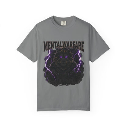 Mental Warfare T-Shirt — Lion Graphic with “The Battlefield Is In Your Mind. Conquer It.” Back