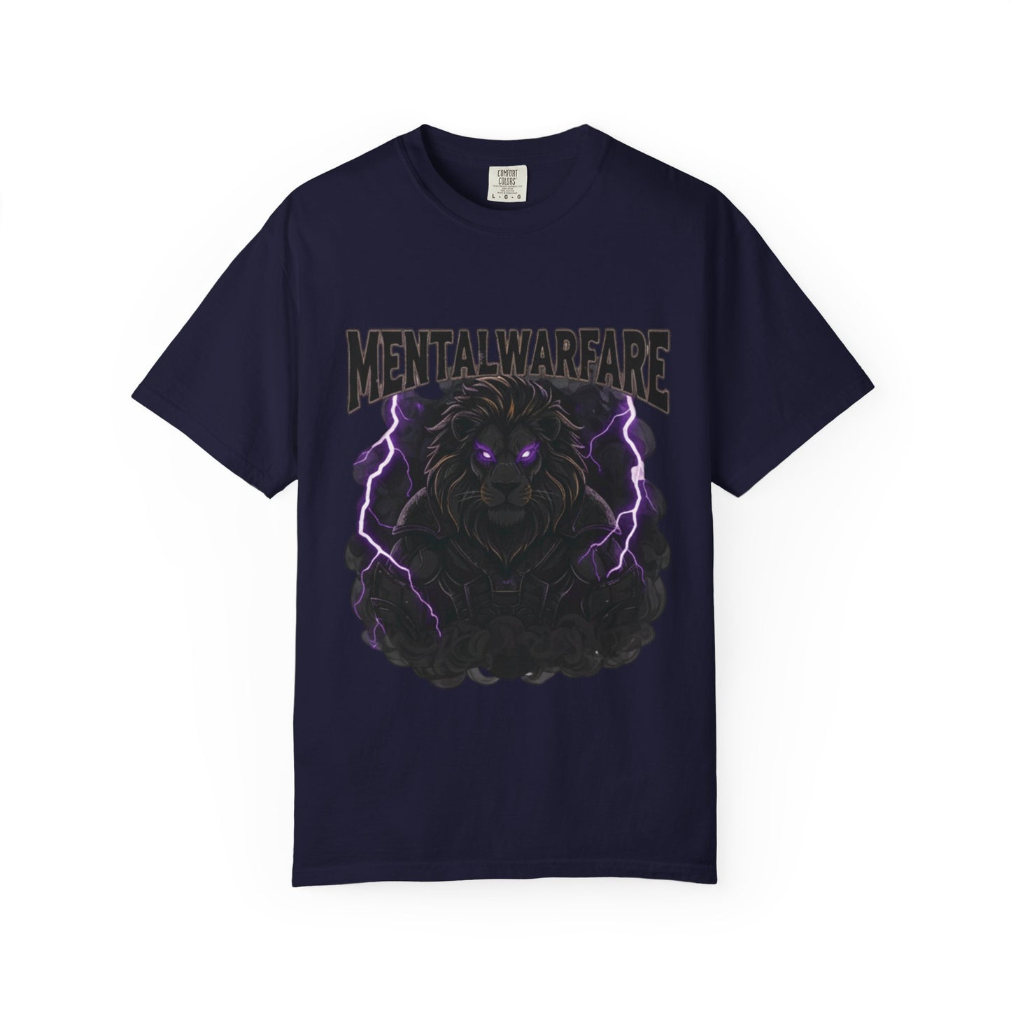 Mental Warfare T-Shirt — Lion Graphic with “The Battlefield Is In Your Mind. Conquer It.” Back