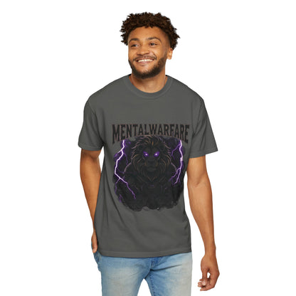 Mental Warfare T-Shirt — Lion Graphic with “The Battlefield Is In Your Mind. Conquer It.” Back