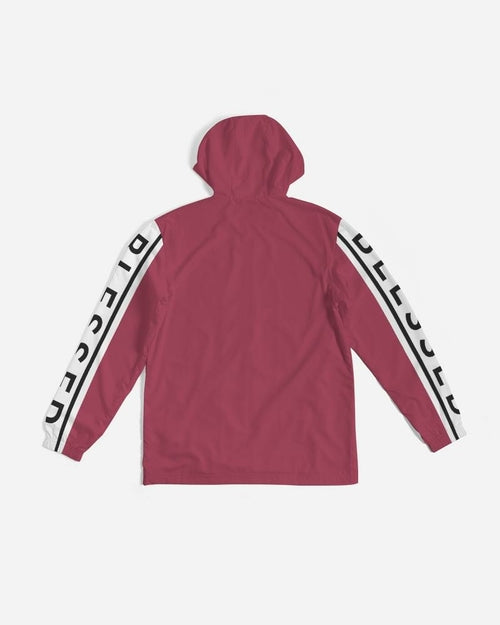 Mens Lightweight Windbreaker w/ Hood (Black & Red)