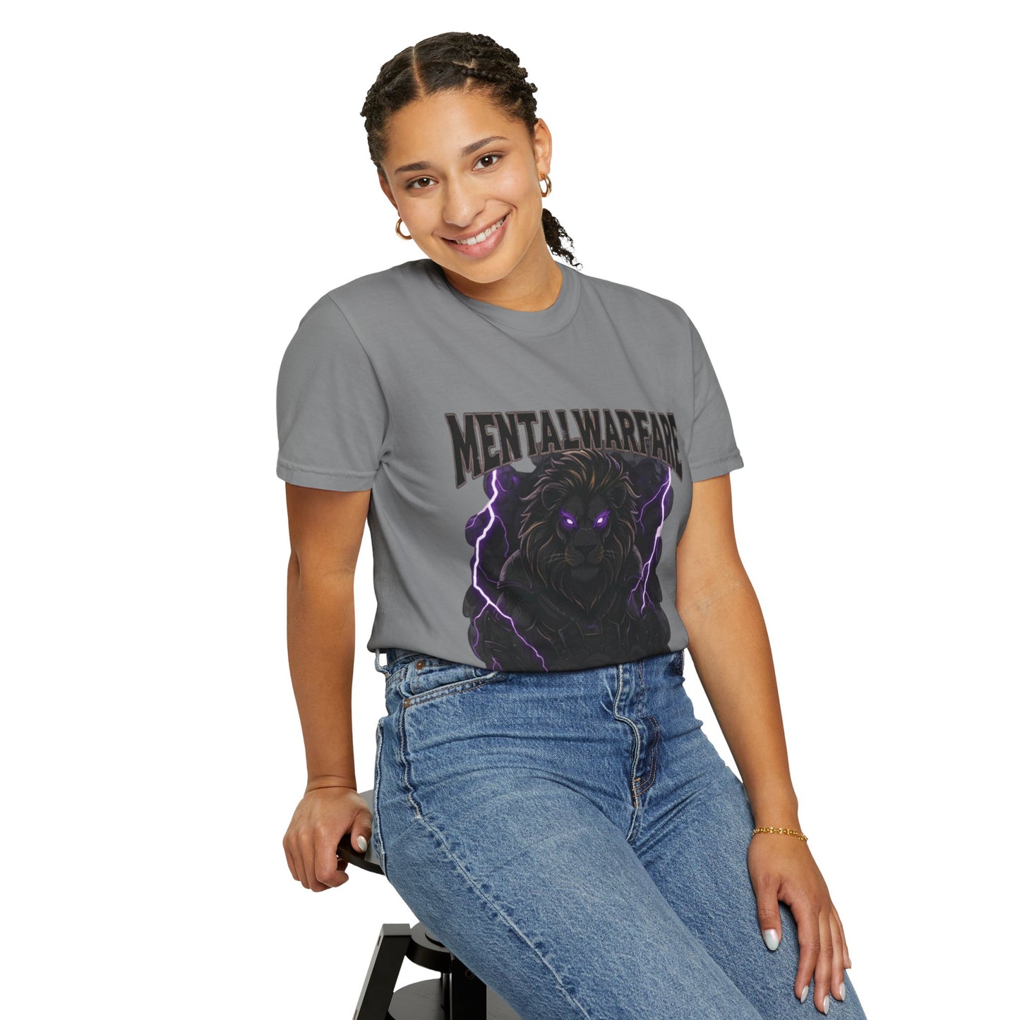 Mental Warfare T-Shirt — Lion Graphic with “The Battlefield Is In Your Mind. Conquer It.” Back