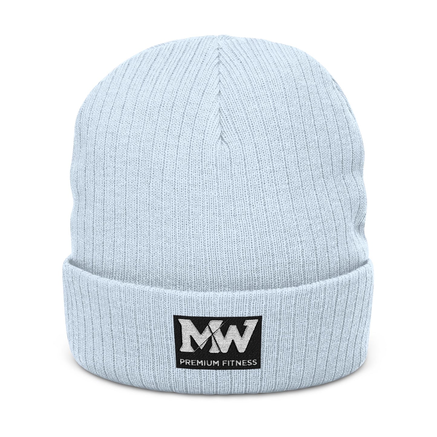 Embroidered Ribbed Beanie — MW Logo Knit Hat