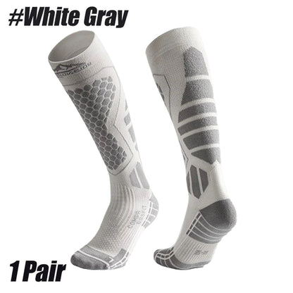 White and gray compression socks on a white background with '#White Gray' text.