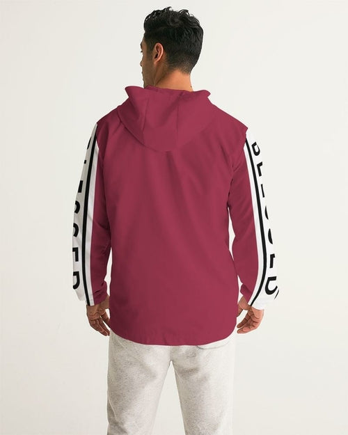 Mens Lightweight Windbreaker w/ Hood (Black & Red)