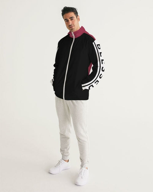 Mens Lightweight Windbreaker w/ Hood (Black & Red)