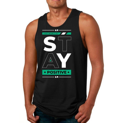 Mens Fitness Tank Top Graphic T-shirt (Stay Positive)Lets