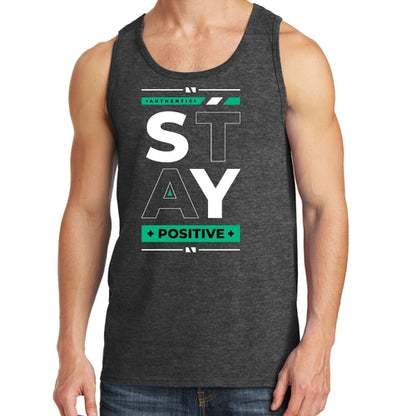 Mens Fitness Tank Top Graphic T-shirt (Stay Positive)Lets
