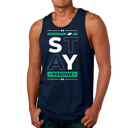 Mens Fitness Tank Top Graphic T-shirt (Stay Positive)Lets