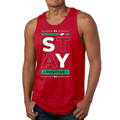 Mens Fitness Tank Top Graphic T-shirt (Stay Positive)Lets