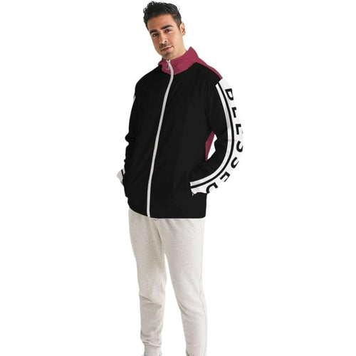 Mens Lightweight Windbreaker w/ Hood (Black & Red)