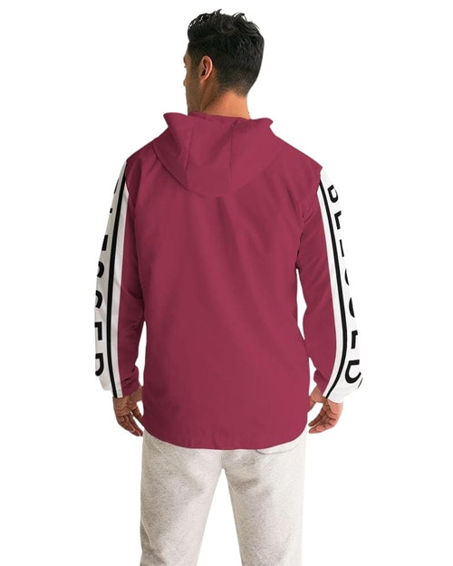 Mens Lightweight Windbreaker w/ Hood (Black & Red)