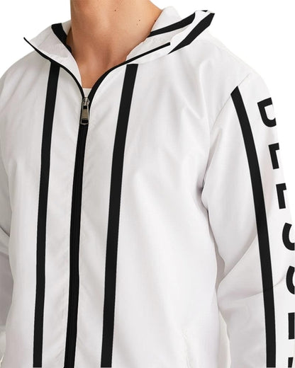 Mens Hooded Windbreaker - Blessed Water-Resistant (White)