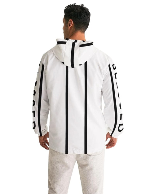 Mens Hooded Windbreaker - Blessed Water-Resistant (White)