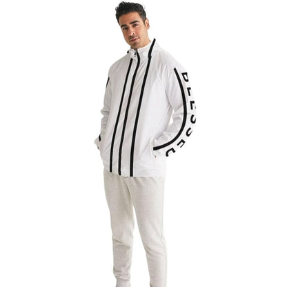 Mens Hooded Windbreaker - Blessed Water-Resistant (White)