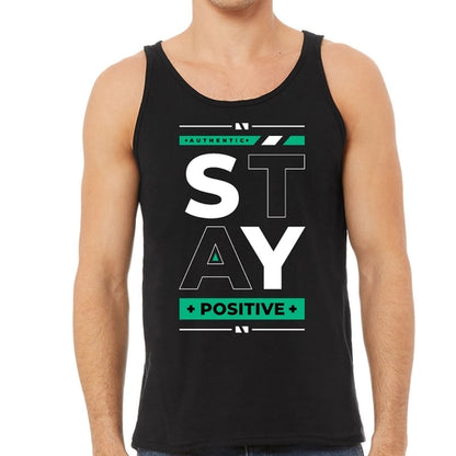 Mens Fitness Tank Top Graphic T-shirt (Stay Positive)Lets