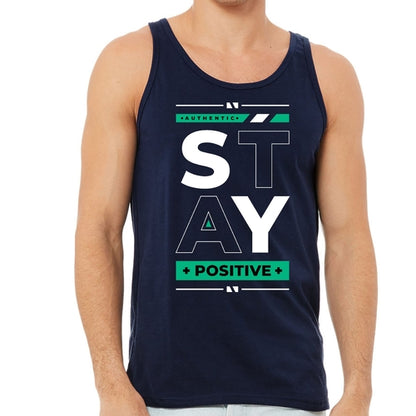 Mens Fitness Tank Top Graphic T-shirt (Stay Positive)Lets