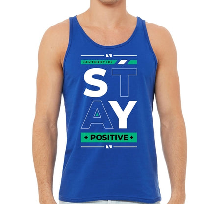 Mens Fitness Tank Top Graphic T-shirt (Stay Positive)Lets