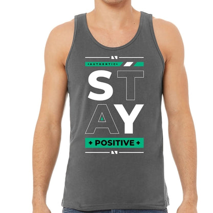 Mens Fitness Tank Top Graphic T-shirt (Stay Positive)Lets