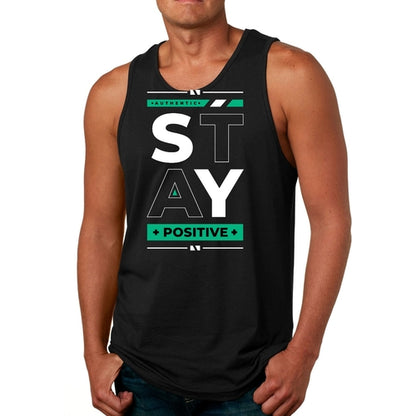 Mens Fitness Tank Top Graphic T-shirt (Stay Positive)Lets