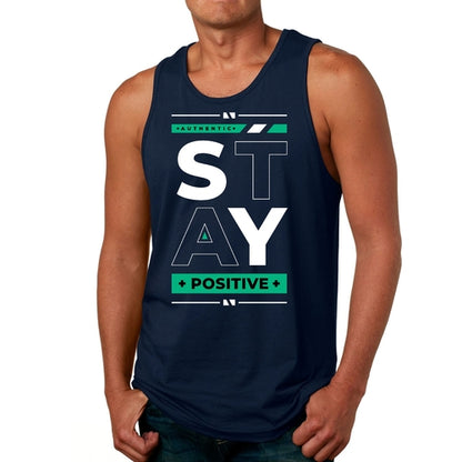 Mens Fitness Tank Top Graphic T-shirt (Stay Positive)Lets
