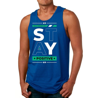 Mens Fitness Tank Top Graphic T-shirt (Stay Positive)Lets