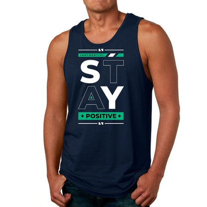 Mens Fitness Tank Top Graphic T-shirt (Stay Positive)Lets