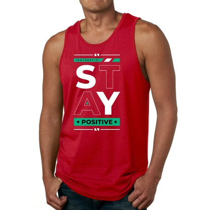 Mens Fitness Tank Top Graphic T-shirt (Stay Positive)Lets