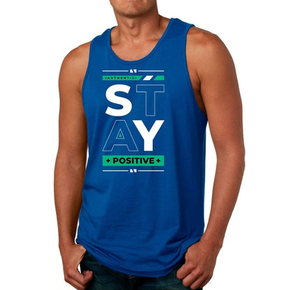 Mens Fitness Tank Top Graphic T-shirt (Stay Positive)Lets