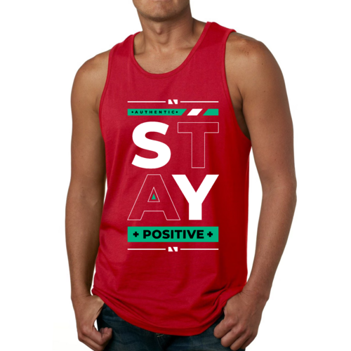Mens Fitness Tank Top Graphic T-shirt (Stay Positive)