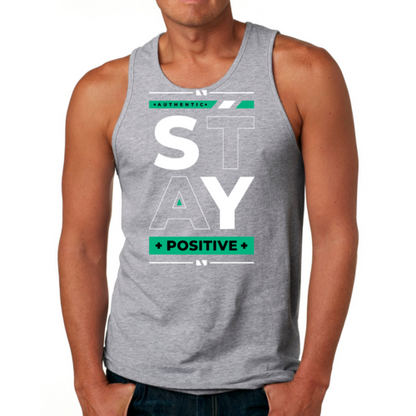 Mens Fitness Tank Top Graphic T-shirt (Stay Positive)Lets