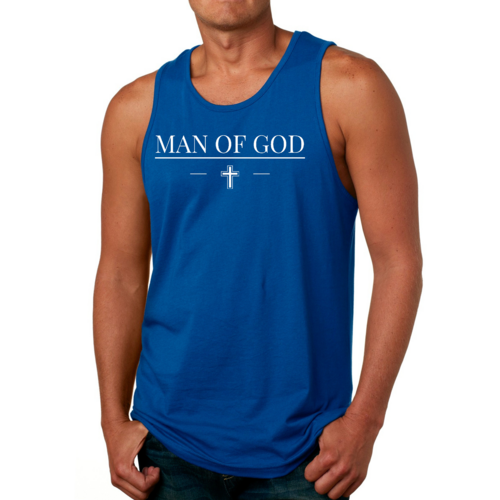 Mens Fitness Tank Top Graphic T-shirt Man of God Print