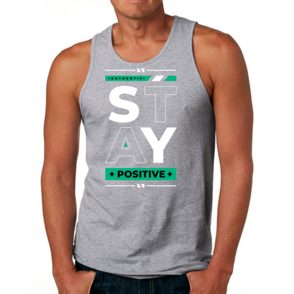 Mens Fitness Tank Top Graphic T-shirt (Stay Positive)Lets