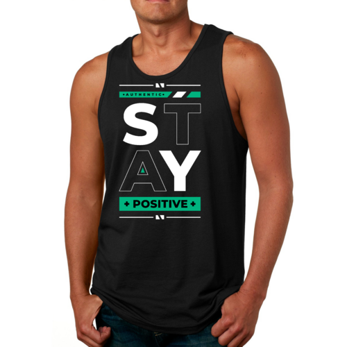 Mens Fitness Tank Top Graphic T-shirt (Stay Positive)