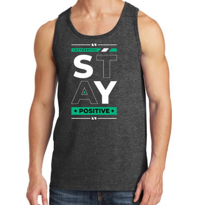 Mens Fitness Tank Top Graphic T-shirt (Stay Positive)Lets