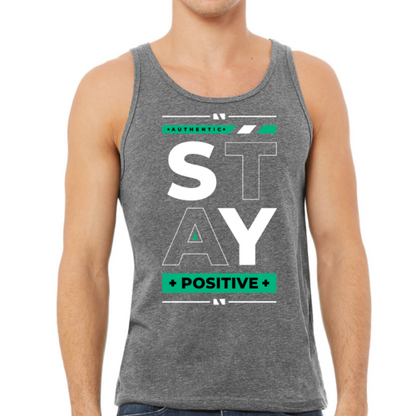 Mens Fitness Tank Top Graphic T-shirt (Stay Positive)Lets