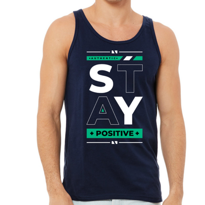 Mens Fitness Tank Top Graphic T-shirt (Stay Positive)Lets