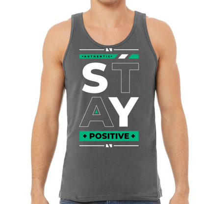 Mens Fitness Tank Top Graphic T-shirt (Stay Positive)Lets