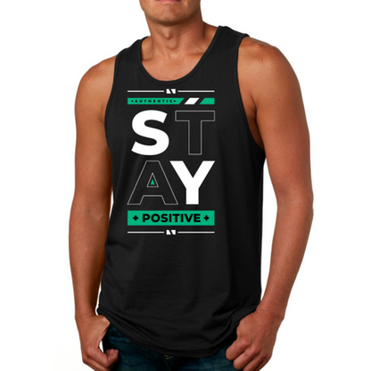 Mens Fitness Tank Top Graphic T-shirt (Stay Positive)Lets