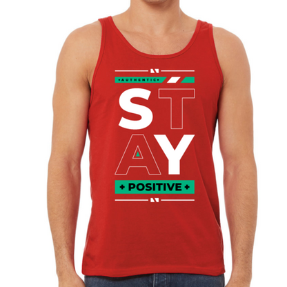 Mens Fitness Tank Top Graphic T-shirt (Stay Positive)Lets