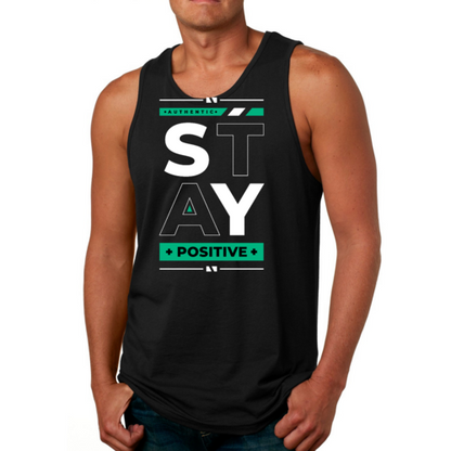 Mens Fitness Tank Top Graphic T-shirt (Stay Positive)Lets